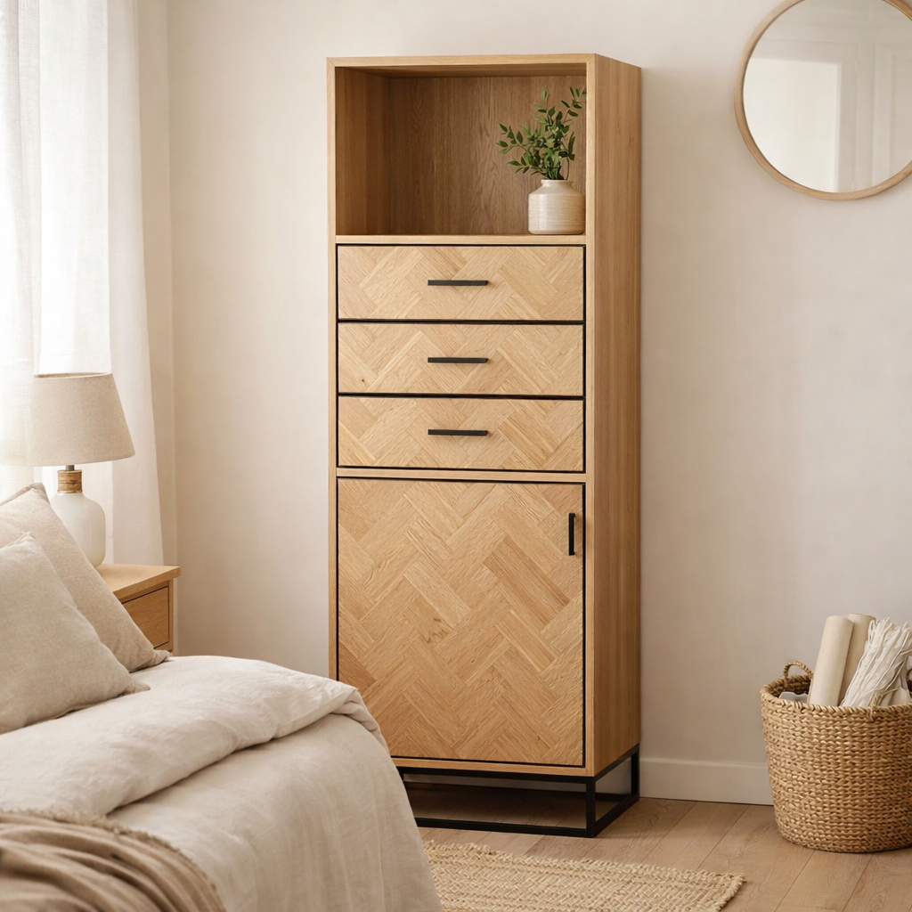 Armoire J-Line Armoire haute Zigzag - bois/métal - naturel/noir en situation