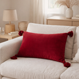 J-Line coussin Crochet Brosse Acrylique - polyester - rouge en situation