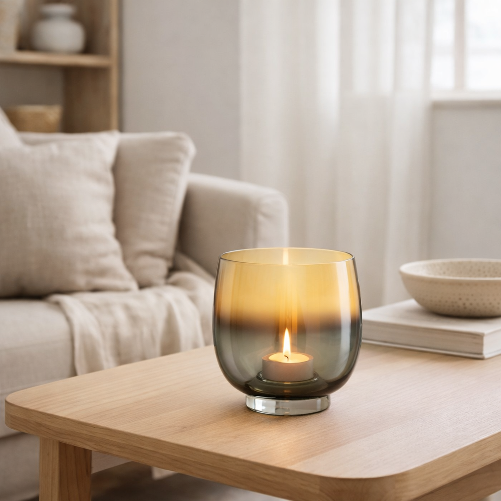 Lanterne J-Line Ronde - verre - jaune/argent - moyen en situation
