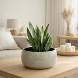 J -Liline Flowerpot motif bas - Céramique - Gris clair - Ø 32 cm en situation