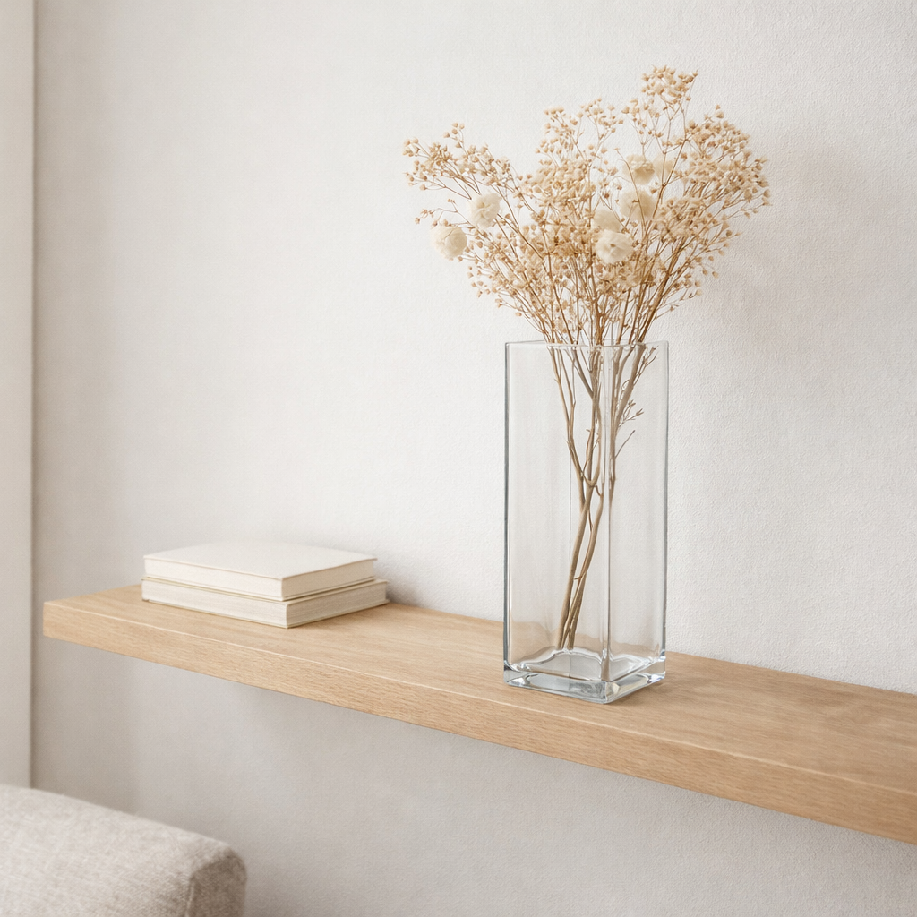 J -Liline Vase carré droit - verre - transparent - petit - 32 cm de haut en situation