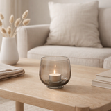 Bougeoir J-Line Rond - verre - gris/argent - petit en situation