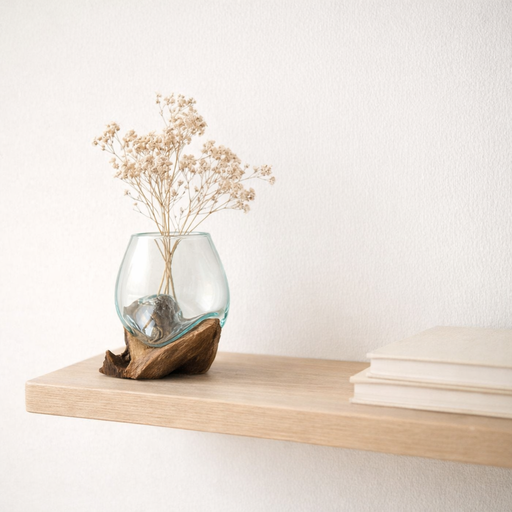 J -line Vase Gamal - Bois / verre - Natural / Transparent - Small - Ø 10 cm en situation