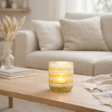 Bougeoir J-Line Stripes - verre - jaune/blanc - petit en situation