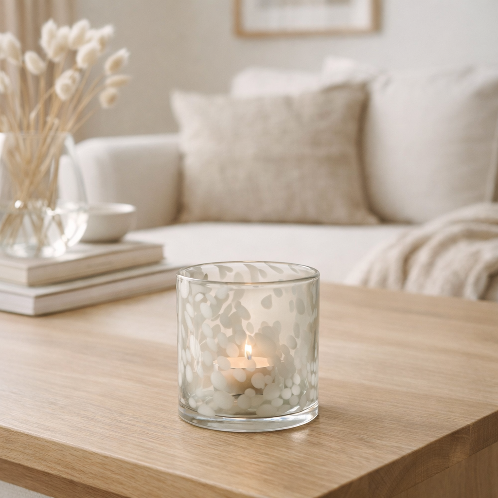 Lanterne J-Line Speckle - verre - gris/blanc - petite en situation