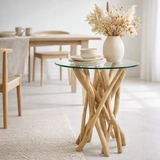 Table d'appoint J-Line Branches Teck - bois/verre - naturel en situation