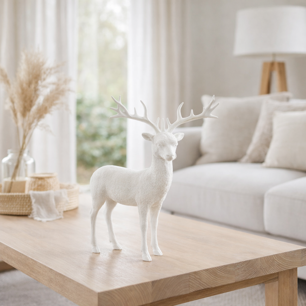 J -Line Figure Rendeer - Polyresin - blanc - petit en situation