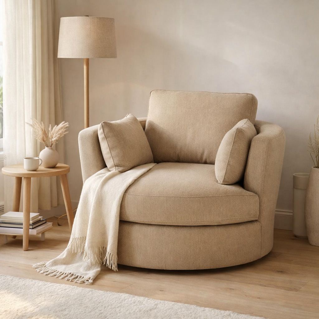 J-Line Lounge Chair Swiv Bois/Textile Beige en situation