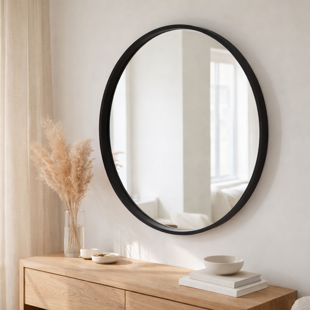 J -line Spiegel Giles - Verre - Black - Small - Ø 71 cm en situation