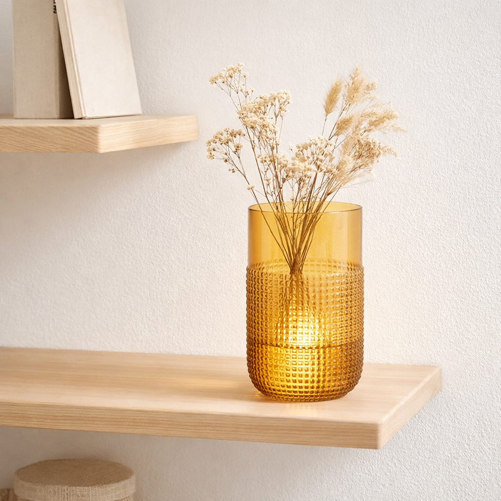 Vase J-Line Pattern - verre - orange - moyen - Ø 15 cm en situation