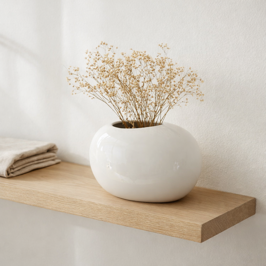 Vase en j-line ovaal - Citterary - blanc - grand - Ø 15 cm en situation