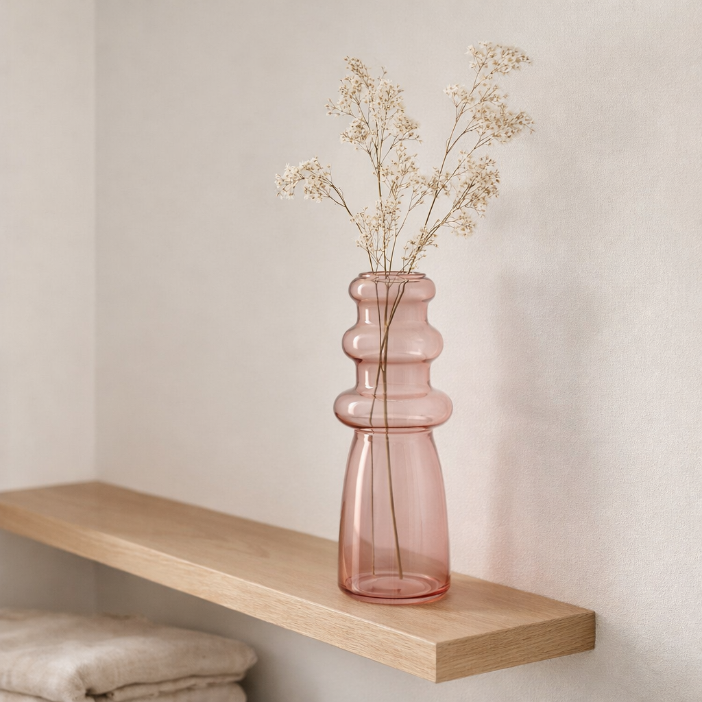 J -line Vase Luna - Verre - Pink - Grand - 21 cm de haut en situation