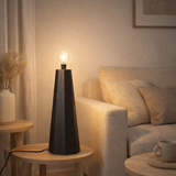Pied de lampe J-Line Octogonal - bois - noir - petit en situation