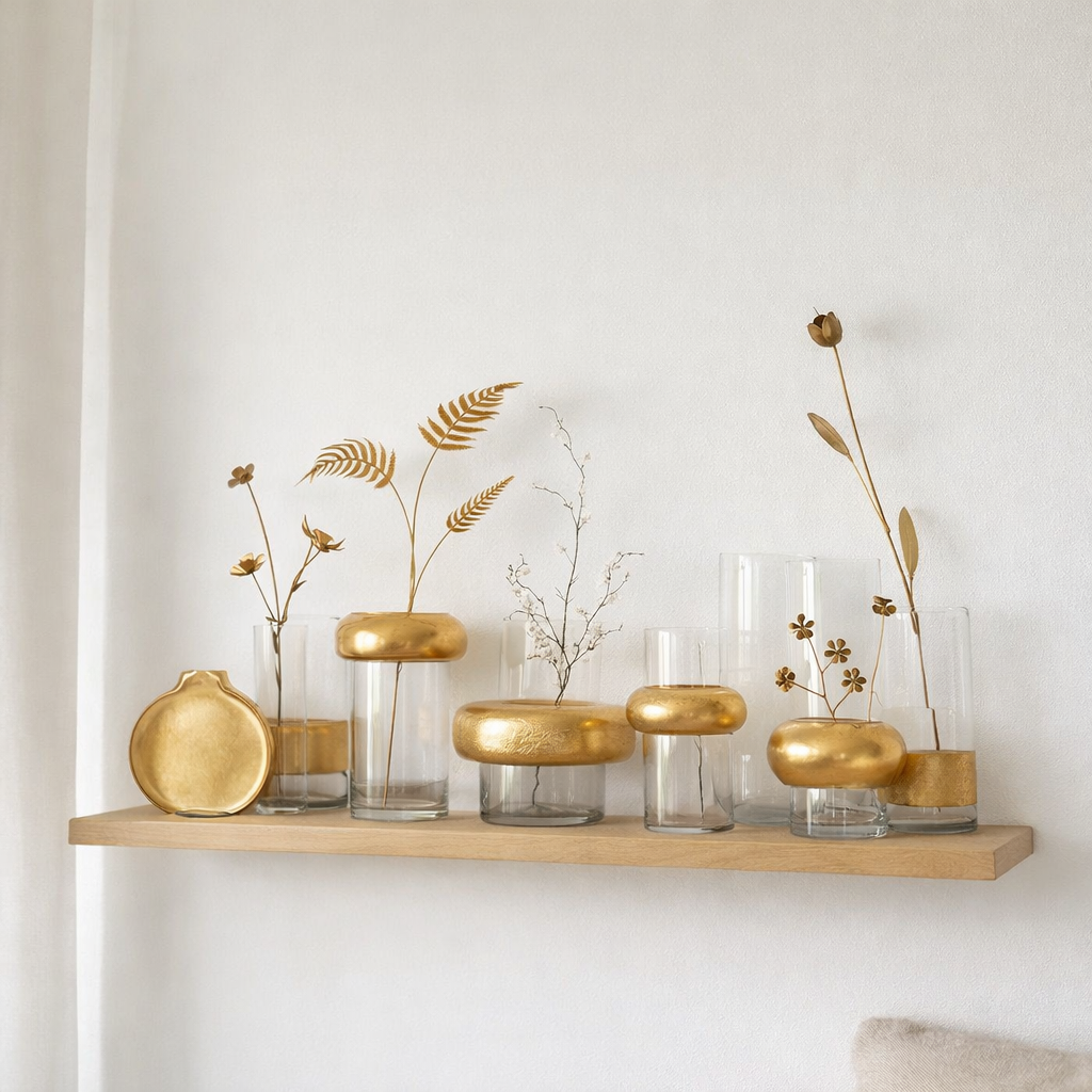 J-Line Vase Cylindre Anneau Bas Verre Transparent Petit en situation