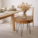 Table d'appoint J-Line Paulownia - bois/métal - marron en situation