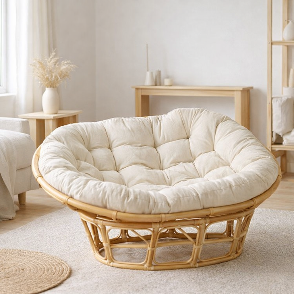 Canapé en rotin J-Line - avec coussin - jute/textile - naturel en situation