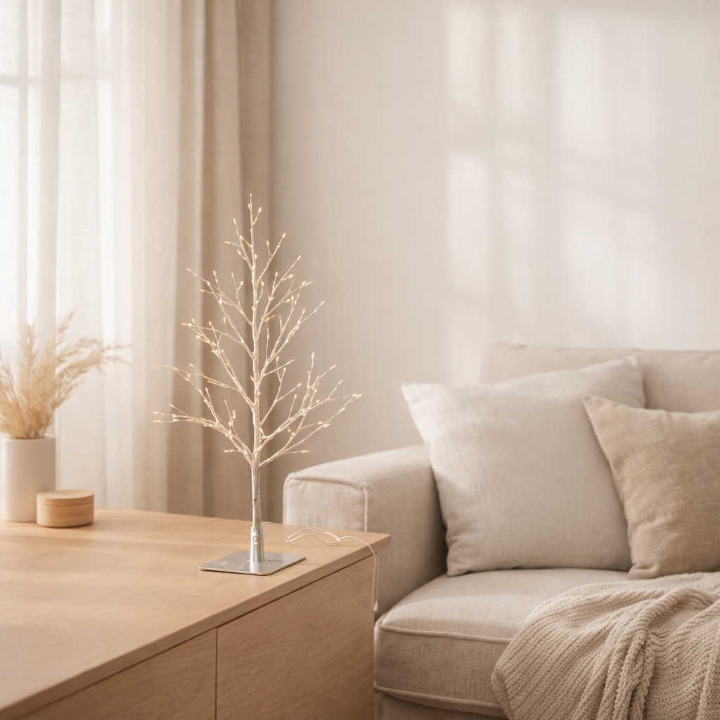 J-Line Arbre Nu+Led Métal Argent Petit en situation