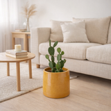 J -line Flowerpot Round - Ceramics - Oker - Medium - Ø 23 cm en situation
