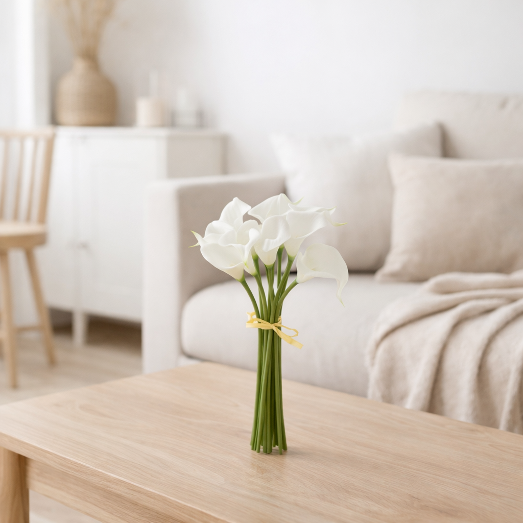 J-Line Boîte Calla Lily 8 pièces en plastique blanc petit en situation