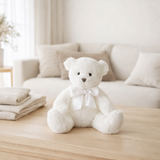 J-Line Ours en peluche avec noeud Polyester Blanc Petit en situation