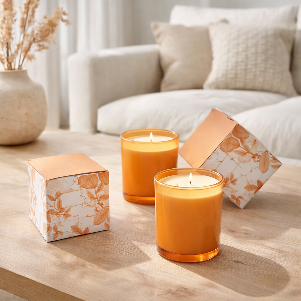 Bougie parfumée J-Line Mandarin Moments - Sweet Mandarin - orange - L - 70U en situation