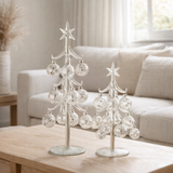 Sapin de Noël J-Line avec boules Étoiles - verre - argent - moyen en situation