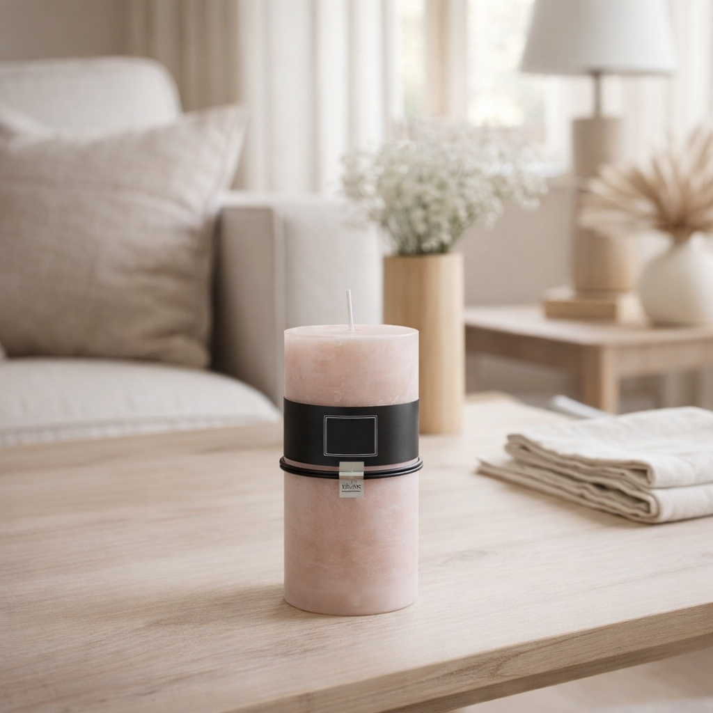 Bougie cylindrique J-Line - rose clair - grande - 52U en situation