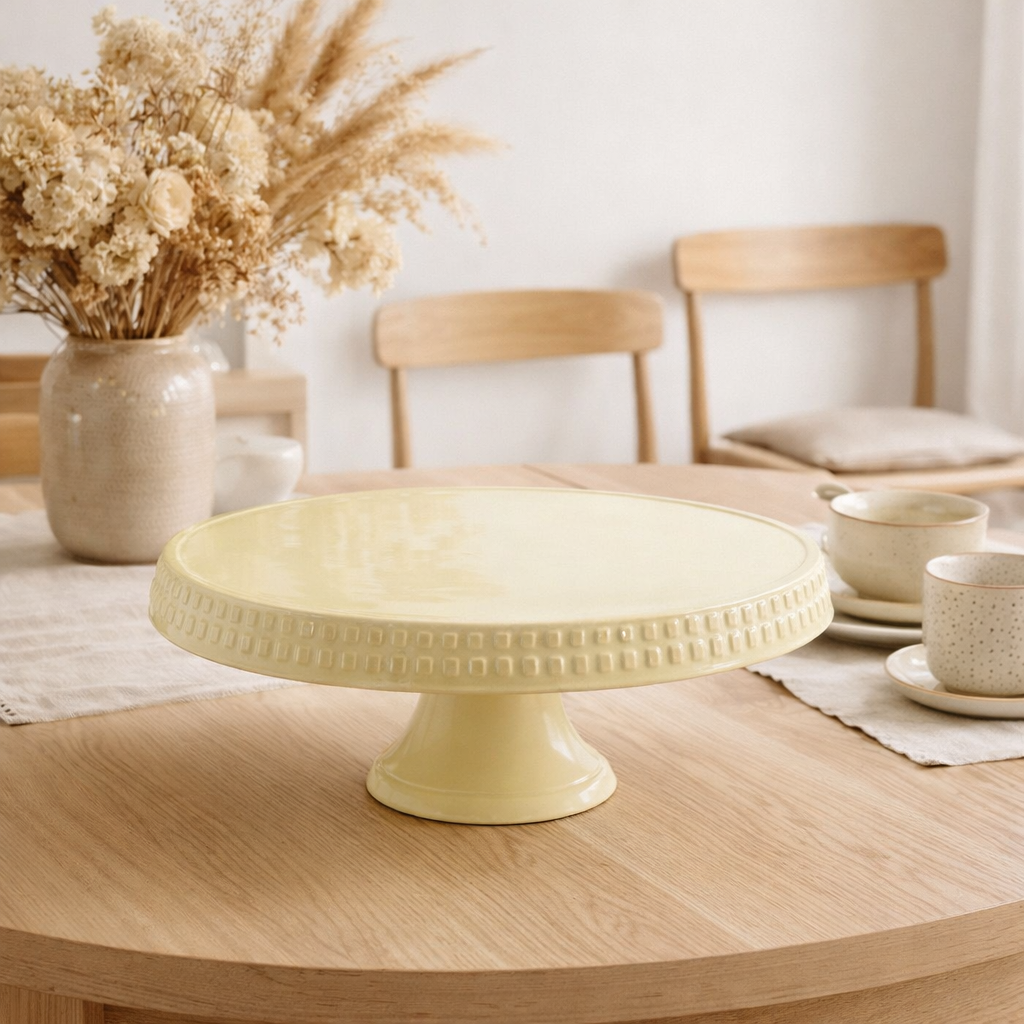 Assiette J-Line Assiette à gâteau - assiette à gâteau - céramique - jaune clair - grande en situation