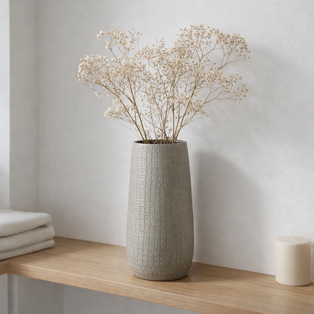 Vase J-Line Patroon - Effondrement - Gris clair - étroit - 40 cm de haut en situation