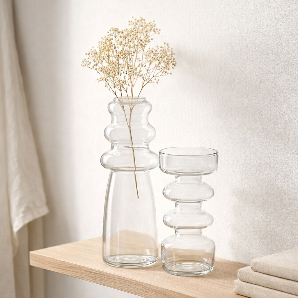 J -line Vase Luna - Verre - Transparent - Grand - 21 cm de haut en situation