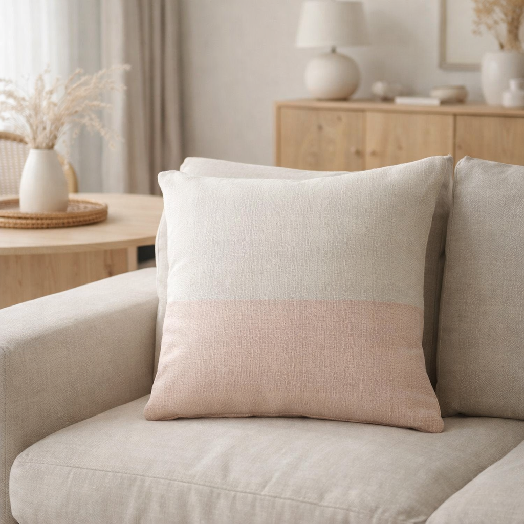 J-Line coussin Geo - textile - blanc/rose clair en situation