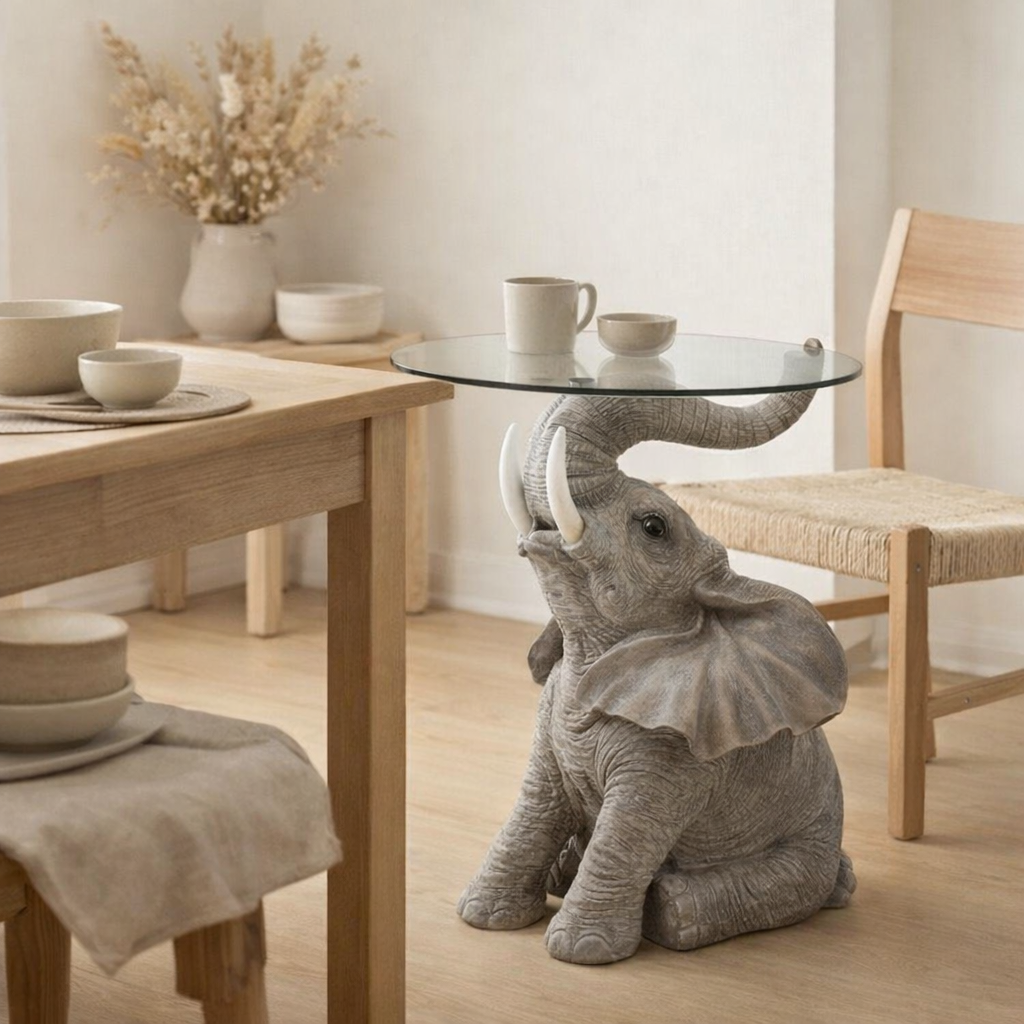 Table J-Line Elephant - poly/verre - gris en situation