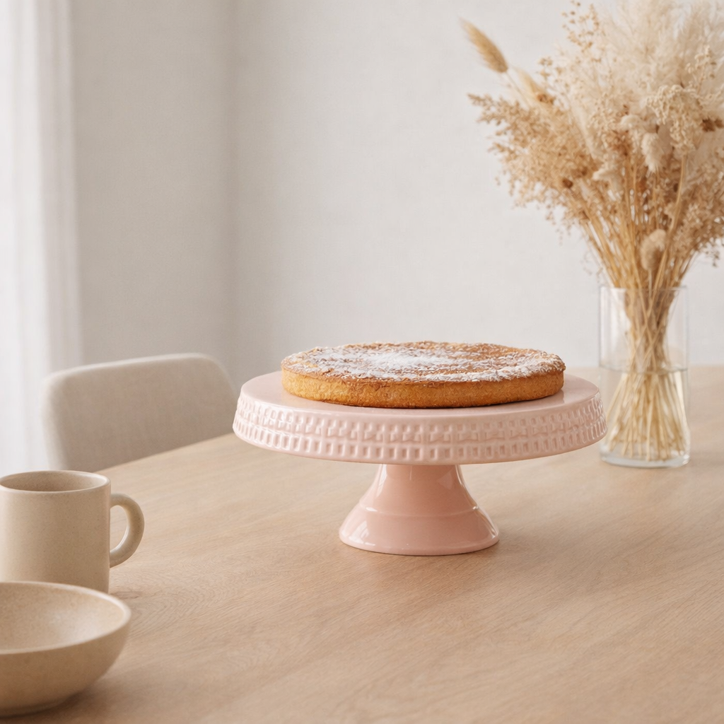 J - Planche de gâteau à assiette - Plateau de gâteau - Céramique - rose - Medium en situation
