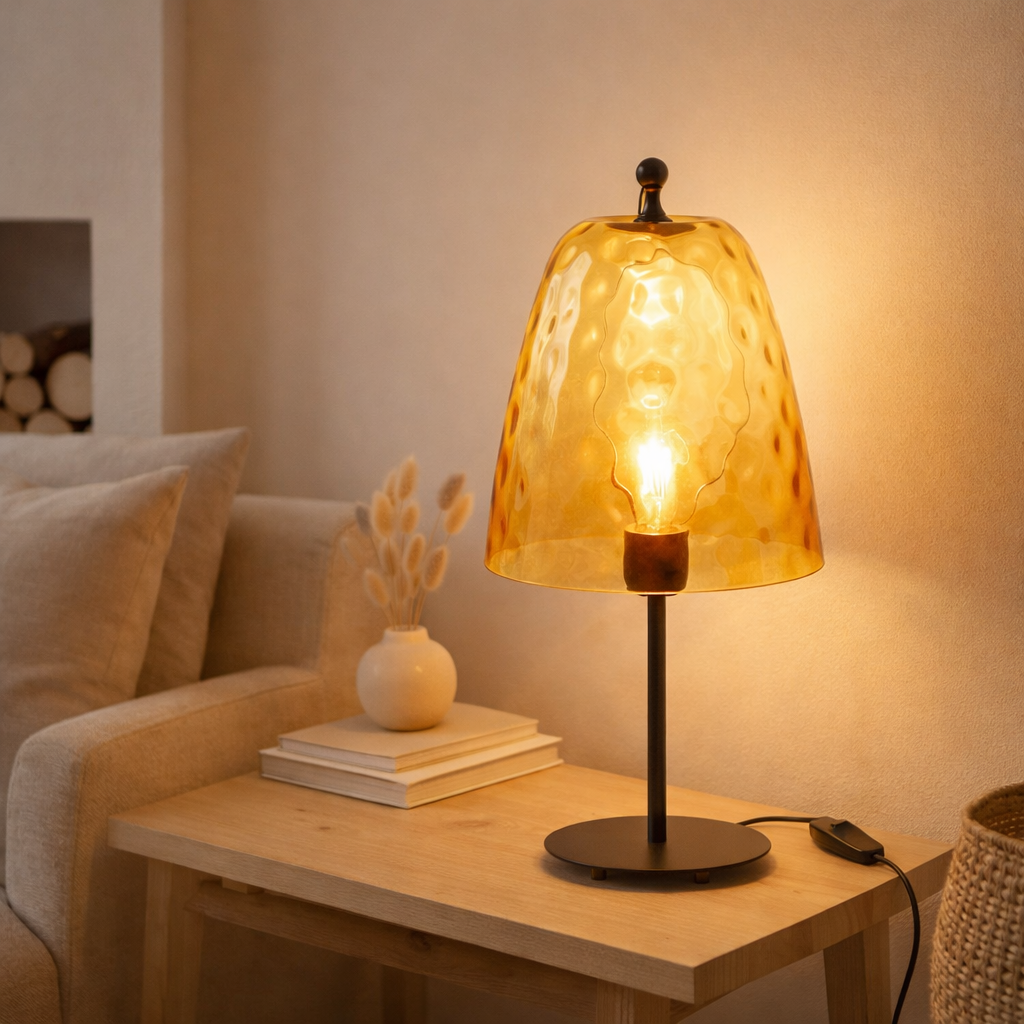 Lampe de table J-Line Océane - verre - jaune en situation