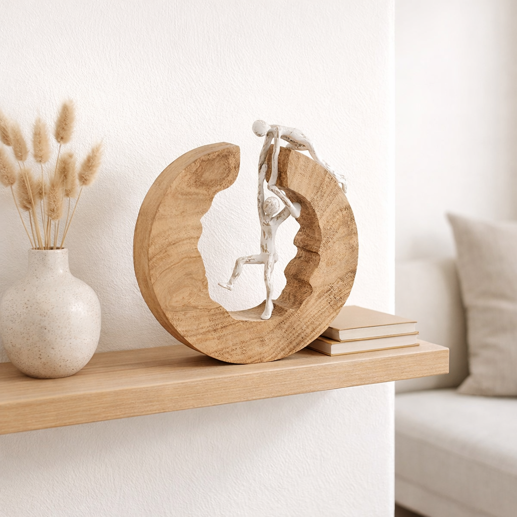 J -Liline Decoration Couple Climb Mango - Bois / Aluminium - Natural / White en situation