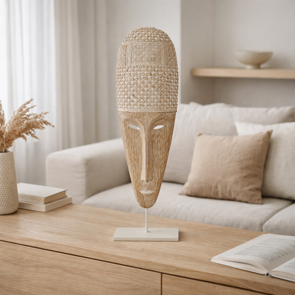 Masque J-Line Sur Pied Poly Blanc/Naturel en situation