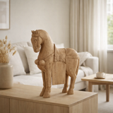 Figurine J-Line Cheval - bois - naturel - grand en situation