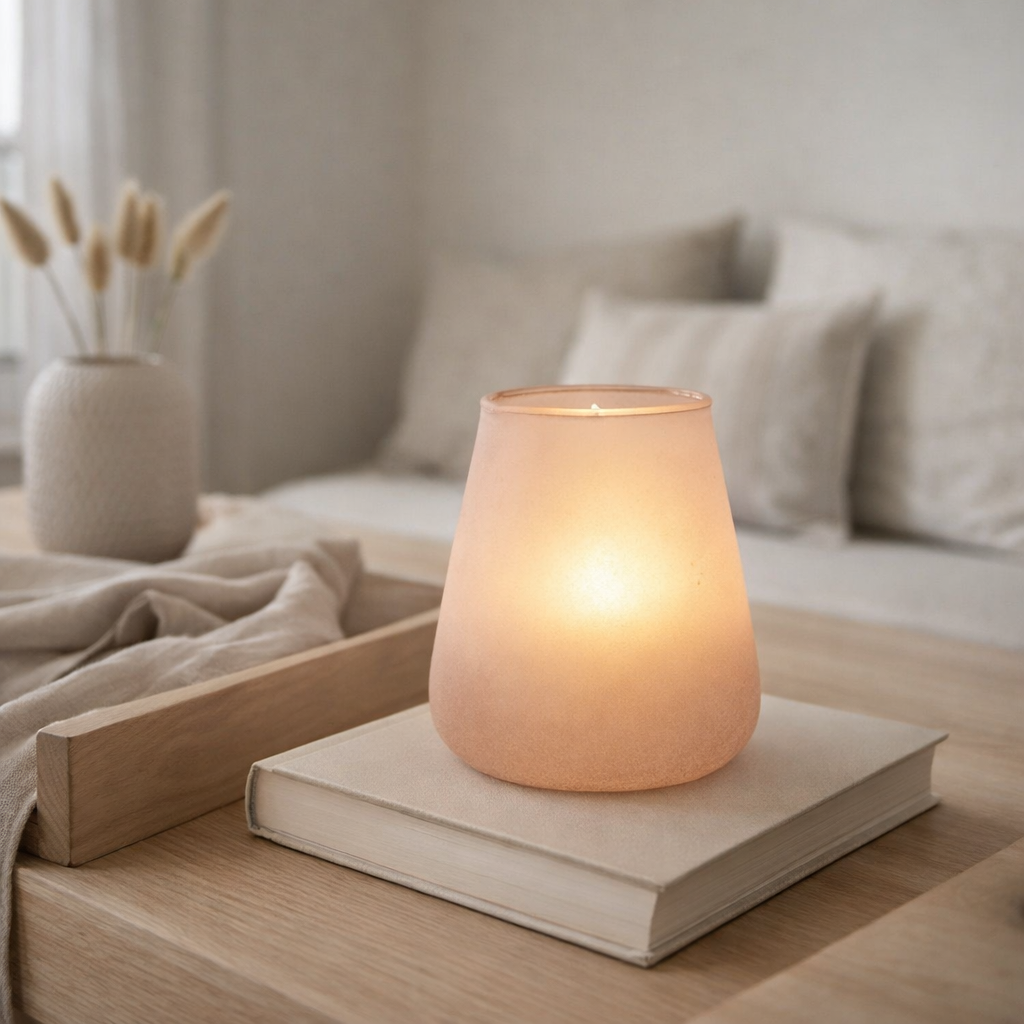 Lanterne J-Line Powder - verre - rose - moyen en situation