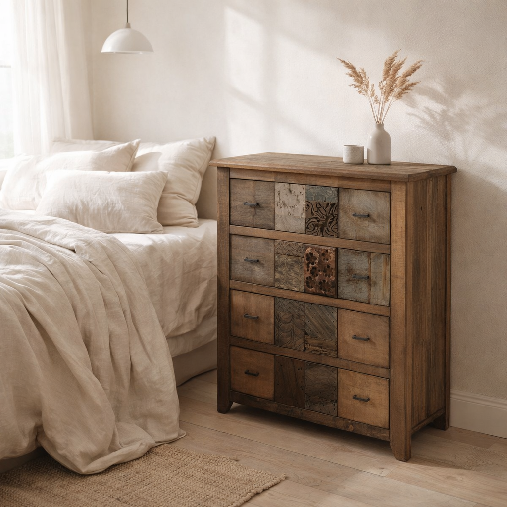 Armoire J-line vieillit en bois brun en situation