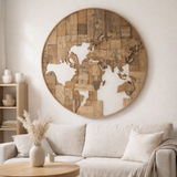 Décoration murale J-Line Carte du monde - bois - marron en situation