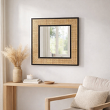 Miroir J-Line Molly Exotic - bois/rotin - noir - petit en situation