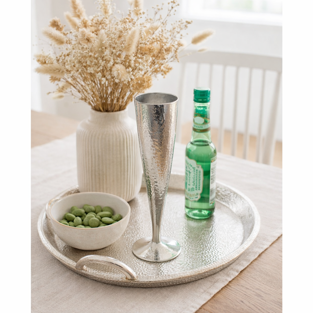 Coupe de champagne J-Line Inégale - verre - argent en situation