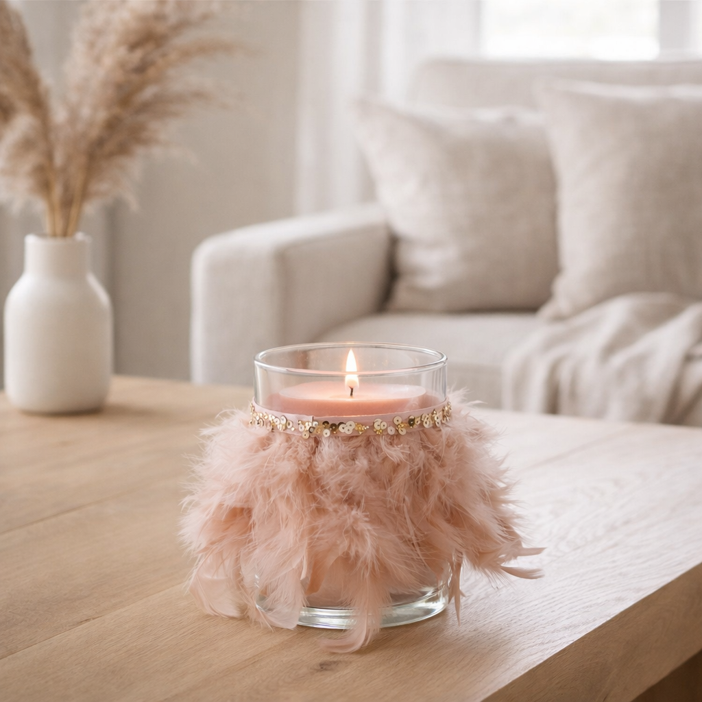 J-Line photophore Plumes - verre - rose clair/transparent - grand en situation