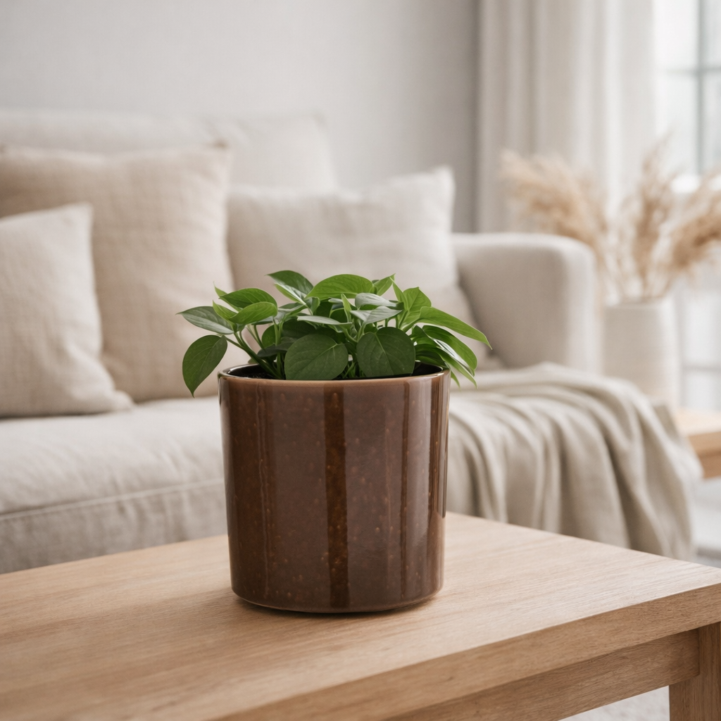 J -line Flowerpot Flek - Ceramics - Brown - Medium - Ø 20 cm en situation