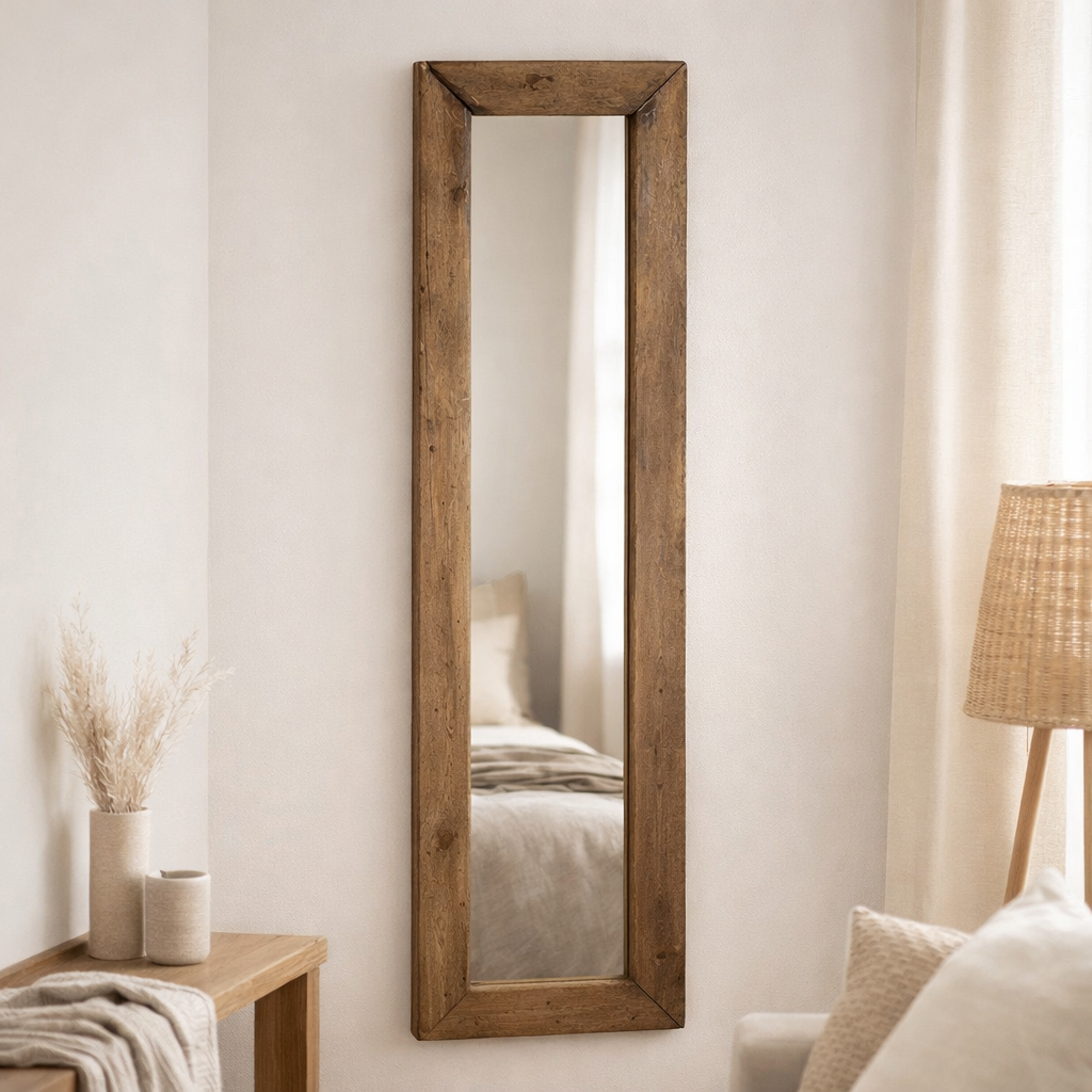 J -line Spiegel Rectangle - Wood - Brown - Small - 120 x 24 cm en situation