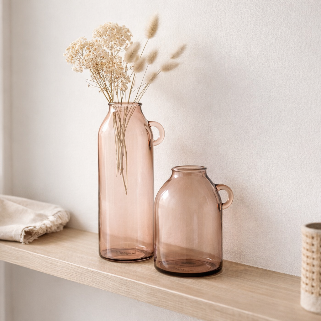 Cylindre de poignée en vase J -line - Verre - Pindre clair - Grand - 45 cm de haut en situation