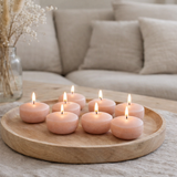 Bougie flottante J-Line - rose - petite - 4U - boîte de 8 en situation
