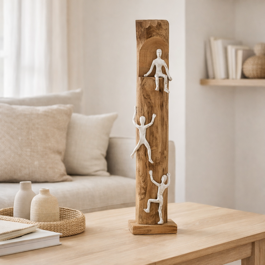 J-Line Figure 3 Grimpeurs Bois/Aluminium Naturel/Argent en situation