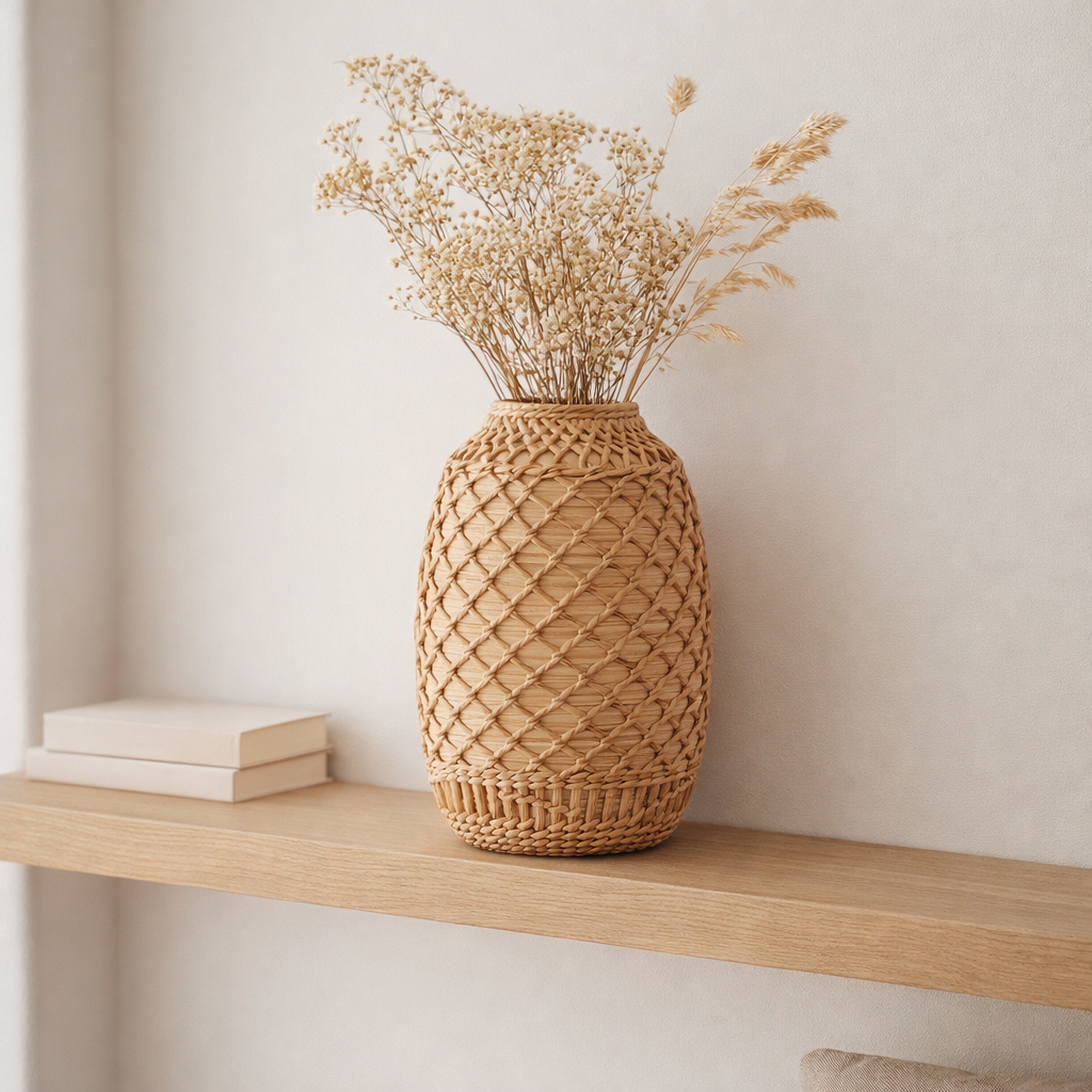 J-Line Vase Wicker - Bamboo - Natural - Moyen - 37 cm de haut en situation