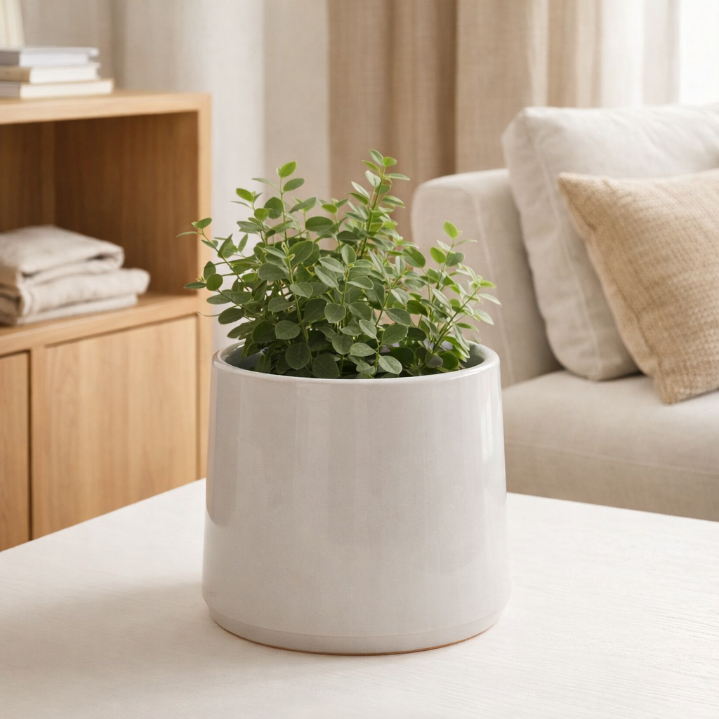 J -line Flowerpot Round - Céramique - Gray - Medium - Ø 23 cm en situation